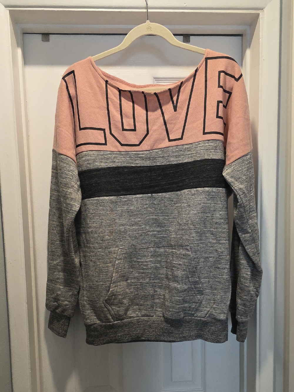 Reflex LOVE Colorblock Pullover Sweater - Pink, Gray & Black